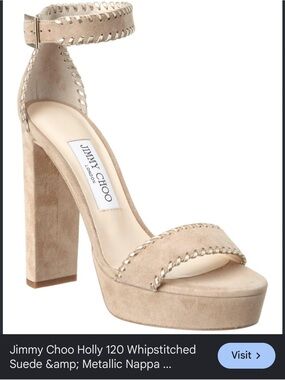 Jimmy Choo Nude Suede Platform Ankle-Strap Sandal